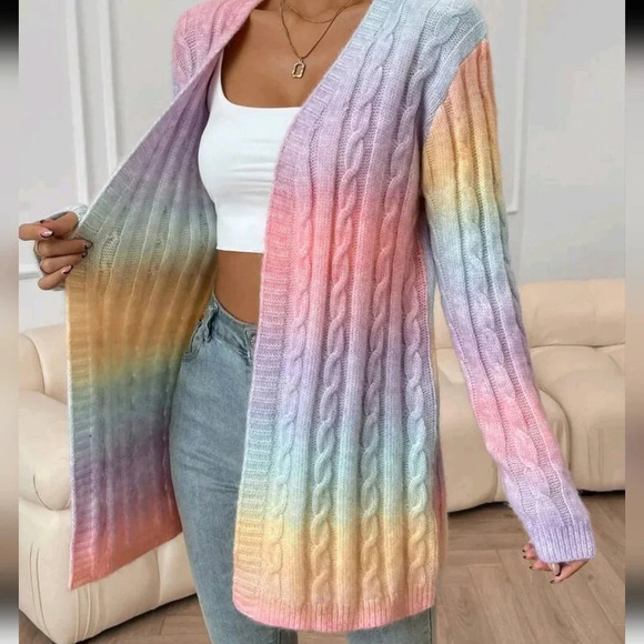 Ombre Cable Knit Duster Cardigan - Picture 1 of 5